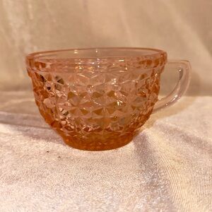 Jeanette Glass pink depression glass teacup